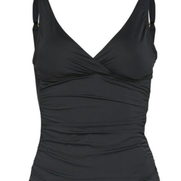 Ralph Lauren Women's Beach Club Solid Double Strap Twist Underwire Bra Black Size 4